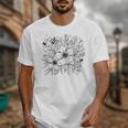 Adult Coloring Book Style Flowers And Ladybug Self Coloring Unisex T-Shirt