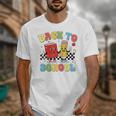 Back To School Checkered Book Pencil Groovy Teacher Student Unisex T-Shirt