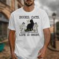 Books Cats Life Is Sweet Cat Book Lover Men Women Teen Unisex T-Shirt