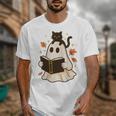 Books Ghost Reading Book Halloween Library Cat Fall Unisex T-Shirt Books Ghost Reading Book Halloween Library Cat Fall Unisex T-Shirt