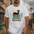Cat And Books Retro Midcentury Mid Century Aesthetic Unisex T-Shirt Cat And Books Retro Midcentury Mid Century Aesthetic Unisex T-Shirt