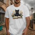 Cat Shirts For Women Book Lover Shirt Cute Cat And Book Premium Tri-Blend Unisex T-Shirt