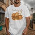 Cats Books And Coffee Heart Cozy Cat Lover Bookworm Readers Unisex T-Shirt