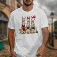 Christmas Three Llamas Reading Reading Books Llama Lover Unisex T-Shirt
