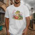 Crocodile Reading Book Watercolor Flowers Kids Unisex T-Shirt