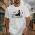 Cute Cat Flower Garden Book Kitty Reading Floral Men Women Girls Kids Unisex T-Shirt