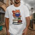 Cute Kawaii Kids Reading Books Glasses Red Panda Lover Unisex T-Shirt