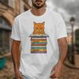 Cute Orange Tabby Cat Reading On Pile Of Books Unisex T-Shirt Cute Orange Tabby Cat Reading On Pile Of Books Unisex T-Shirt