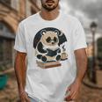Cute Panda Reading Book Under Moon Bookworm Coffee Lover Unisex T-Shirt