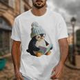 Cute Penguin Reading Book Faux-Crochet Print Unisex T-Shirt Cute Penguin Reading Book Faux-Crochet Print Unisex T-Shirt