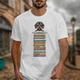 Cute Wiener Dog Dachshund Reading On Pile Of Books Unisex T-Shirt