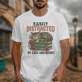 Easily Distracted By Cats And Books Vintage Unisex T-Shirt