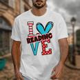 I Heart Books Love Reading Red And Stripe Animated Cat For Men Women Girls Kids Unisex T-Shirt