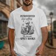 Introvert Read Spicy Books Lover Bookworm Skeleton Reading Unisex T-Shirt