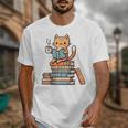 Kawaii Cat Coffee Books Teacher Men Women Girls Kids Unisex T-Shirt