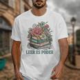 Leer ES Poder Cute Floral Spanish Teacher Book Reading Unisex T-Shirt