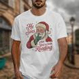 He Sees What You'Ve Been Reading Bookish Christmas Humor Unisex T-Shirt