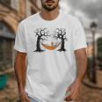Skeleton Reading Book In Hammock Halloween Reader Unisex T-Shirt