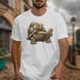 Sulcata Tortoise Reading A Book Unisex T-Shirt