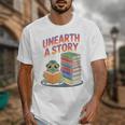 Unearth A Story Cute Turtle Reading Books Librarian Unisex T-Shirt