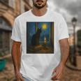 Van Gogh Starry Night Art Cat And Book Lovers Premium Tri-Blend Unisex T-Shirt