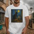 Van Gogh Starry Night Art Cat And Book Lovers Unisex T-Shirt Van Gogh Starry Night Art Cat And Book Lovers Unisex T-Shirt