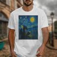 Van Gogh Starry Night Fantasy Reader Dragon Reading Book Unisex T-Shirt