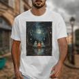 Vintage Ghost Book Reading Camping Gothic Halloween Teachers Unisex T-Shirt