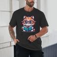 Adorable Book Lover Maine Coon Cat With Reading Glasses Cute Unisex T-Shirt