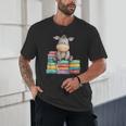 Adorable Donkey With Heart Sitting On Colorful Book Stack Unisex T-Shirt