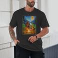 Bigfoot And Alien Reading Books Campfire Halloween Unisex T-Shirt