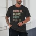Camera Books Cats And Coffee Lover Photography Men Women Unisex T-Shirt