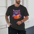 Cat Book Shirt Colorful Cat Reading Book Unisex T-Shirt