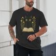 Cat Reading Book Flowers Unisex T-Shirt