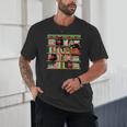Christmas Cat Santa Bookshelves Book Lover Reader Unisex T-Shirt