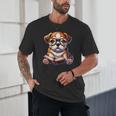 Cute Dog Puppy English Bulldog Reading Book Unisex T-Shirt