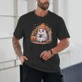 Cute Ghost Drinking Coffee Halloween Reading Book Retro Unisex T-Shirt Cute Ghost Drinking Coffee Halloween Reading Book Retro Unisex T-Shirt