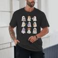 Cute Ghost Reading Books Teacher Halloween Reading Men Women Kids Unisex T-Shirt