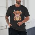 Cute Highland Cow Reading Book Unisex T-Shirt