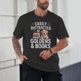 Easily Distracted By Goldens & Books Golden Retriever Dog Unisex T-Shirt Easily Distracted By Goldens & Books Golden Retriever Dog Unisex T-Shirt
