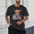 Highland Cow Reading Book Librarian Library Unisex T-Shirt Highland Cow Reading Book Librarian Library Unisex T-Shirt