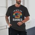 I'm With The Banned Stack Of Books Vintage Sunset Retro Unisex T-Shirt