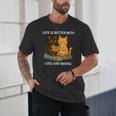 Life Is Better With Cats And Books Cute Cat Lover Unisex T-Shirt Life Is Better With Cats And Books Cute Cat Lover Unisex T-Shirt