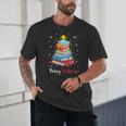 Merry Bookmas Book Christmas Tree Lights Xmas Men Women Kids Unisex T-Shirt