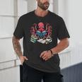 Octopus Reading Book Coffee Lover Bookaholic Bookworm Reader Unisex T-Shirt