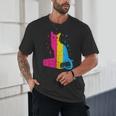 Pansexual Pride Celestial Cat Sitting Book LGBTQ Pan Colors Men Women Unisex T-Shirt