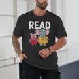 Pig Elephant Reading Cute Book Lover Bookworm Boys Girls Kid Unisex T-Shirt