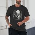 Rabbit Reading Book Full Moon Lake Scenery Unisex T-Shirt