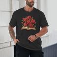 Red Roses Flowers Book Floral Unisex T-Shirt Red Roses Flowers Book Floral Unisex T-Shirt