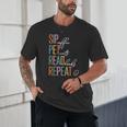 Sip Coffee Pet Cats Read Books Repeat Book Cat Lover Unisex T-Shirt